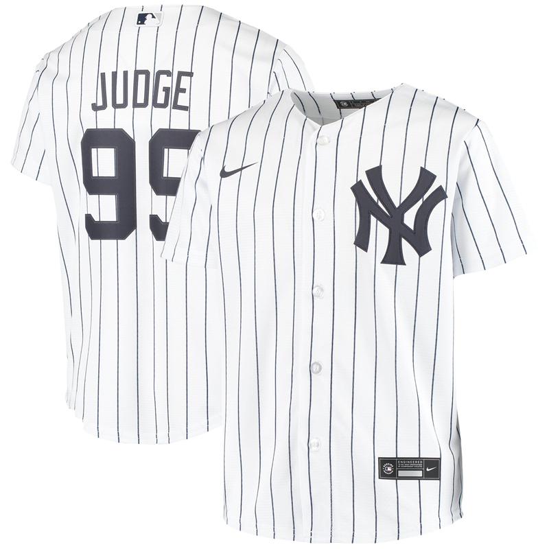 2020 MLB Youth New York Yankees #99 Aaron Judge Nike White Home 2020 Replica Player Jersey 1